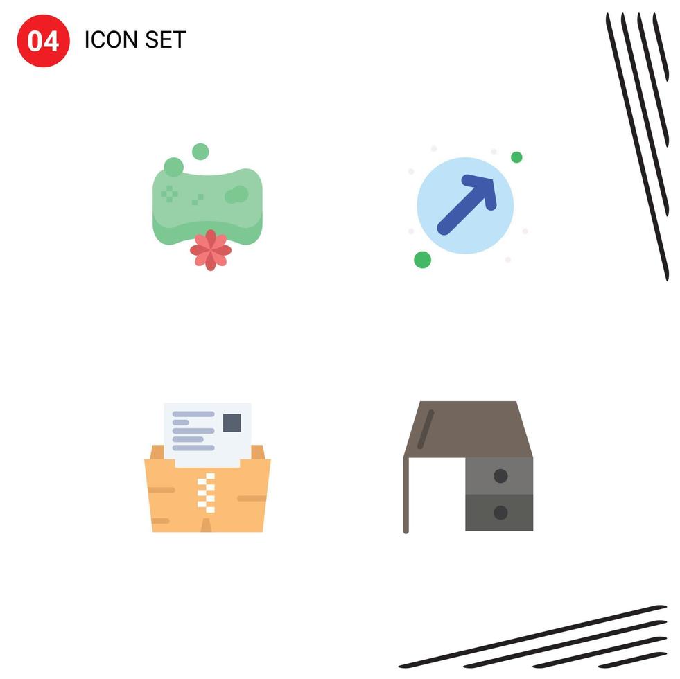 flaches Icon-Paket mit 4 universellen Symbolen für Schönheitsdaten-Spa-Zeigerdatei editierbare Vektordesign-Elemente vektor