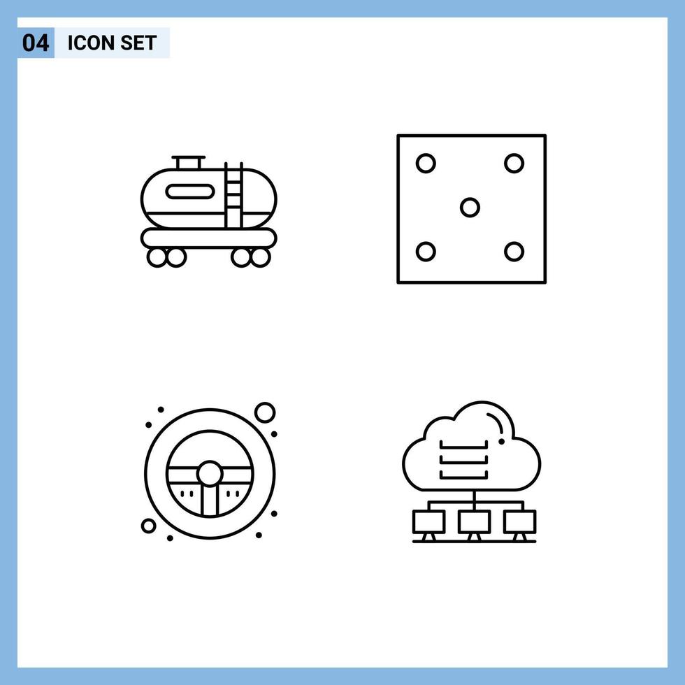 4 kreativ ikoner modern tecken och symboler av olja styrning hjul tärningar sport nätverk redigerbar vektor design element