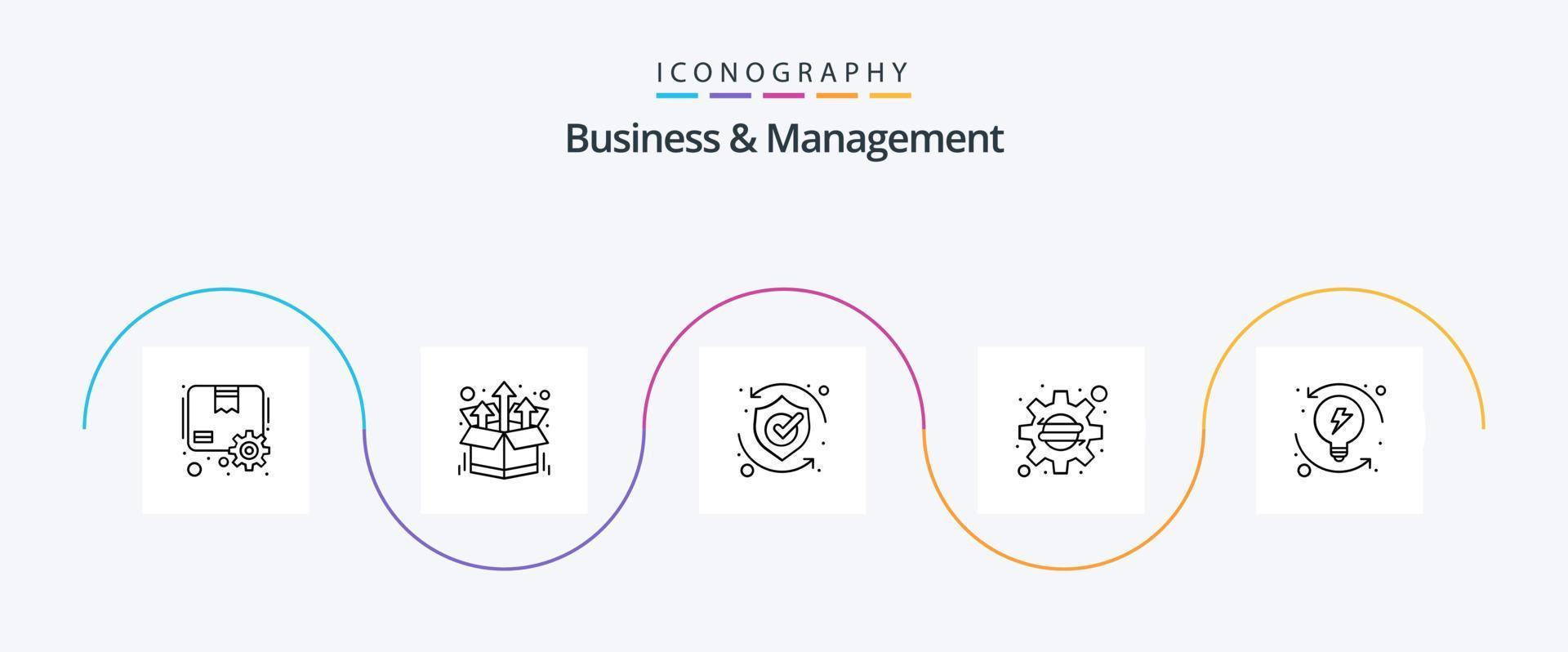 företag och förvaltning linje 5 ikon packa Inklusive utveckling. inställningar. skydda. företag. lösning vektor