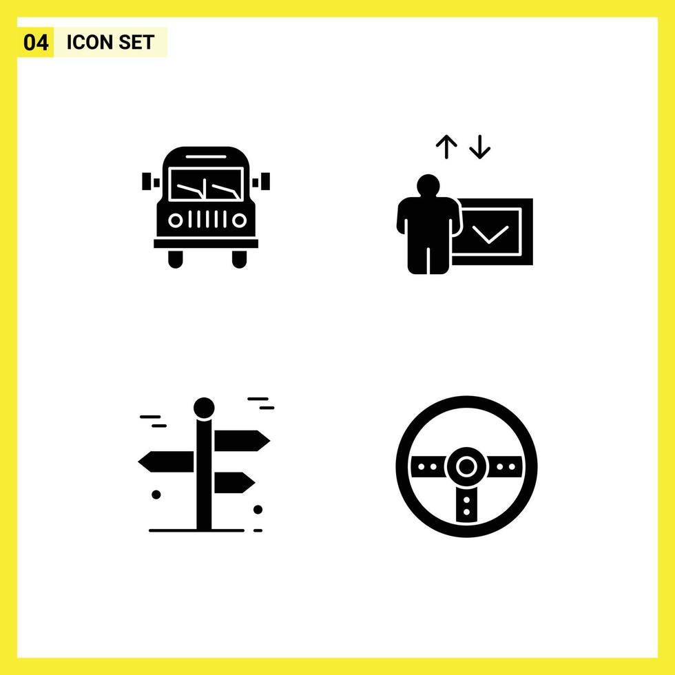 4 universelle solide Glyphenzeichen Symbole für bearbeitbare Vektordesign-Elemente für LKW-Reisen, Bildung, Rede, Reise vektor