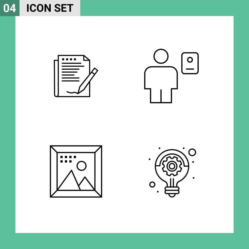 moderner Satz von 4 gefüllten flachen Farben und Symbolen wie Vereinbarungsprofil Layout Körperdesign editierbare Vektordesign-Elemente vektor