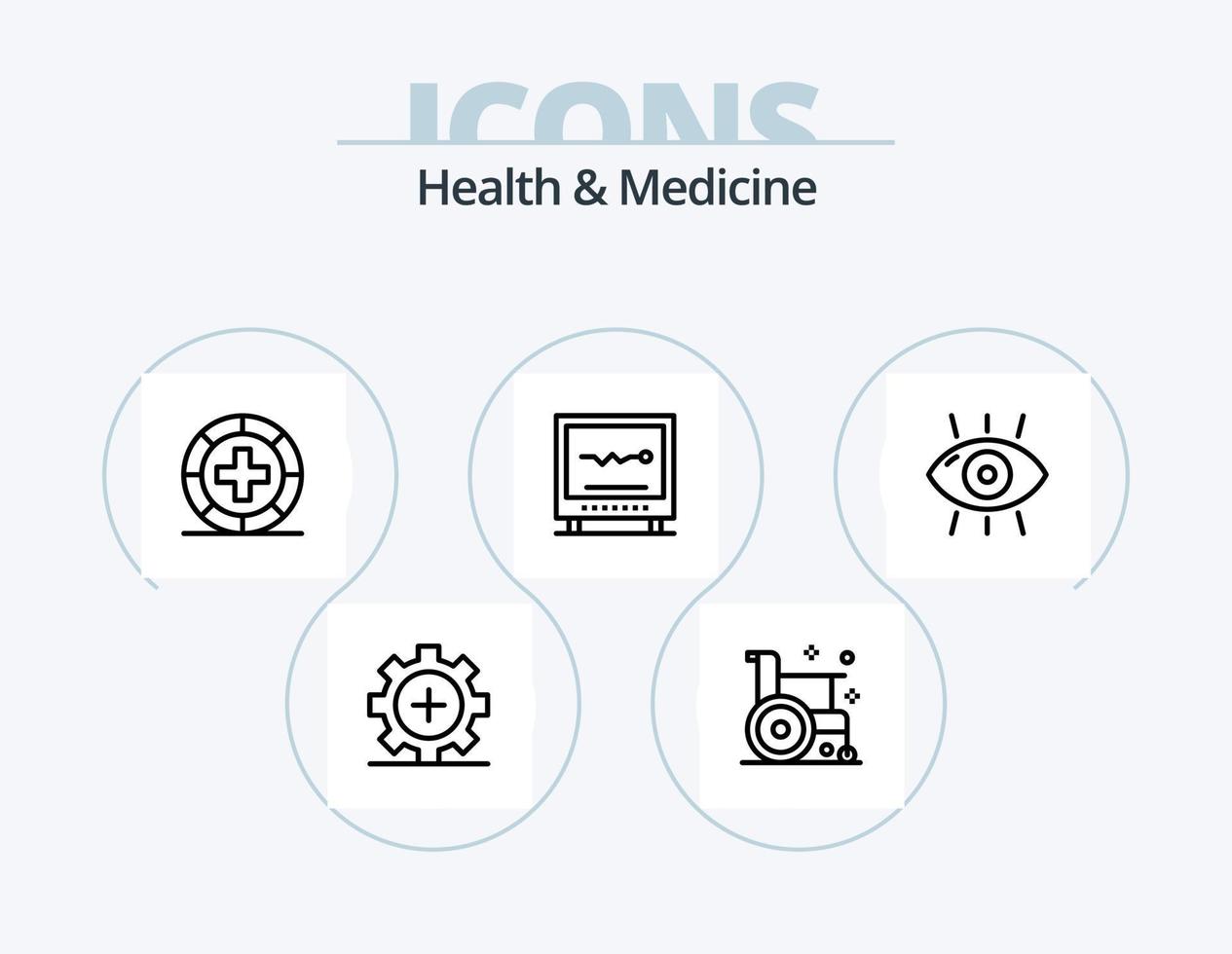 Gesundheit und Medizin Linie Icon Pack 5 Icon Design. Fitness. Krankheit. bilden. Medizin. bilden vektor