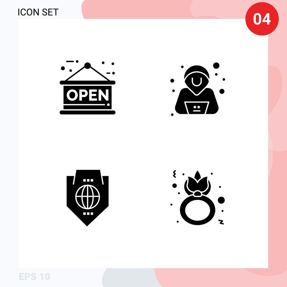 4 universell fast glyfer uppsättning för webb och mobil tillämpningar styrelse klot bekräfta tillgång dag redigerbar vektor design element