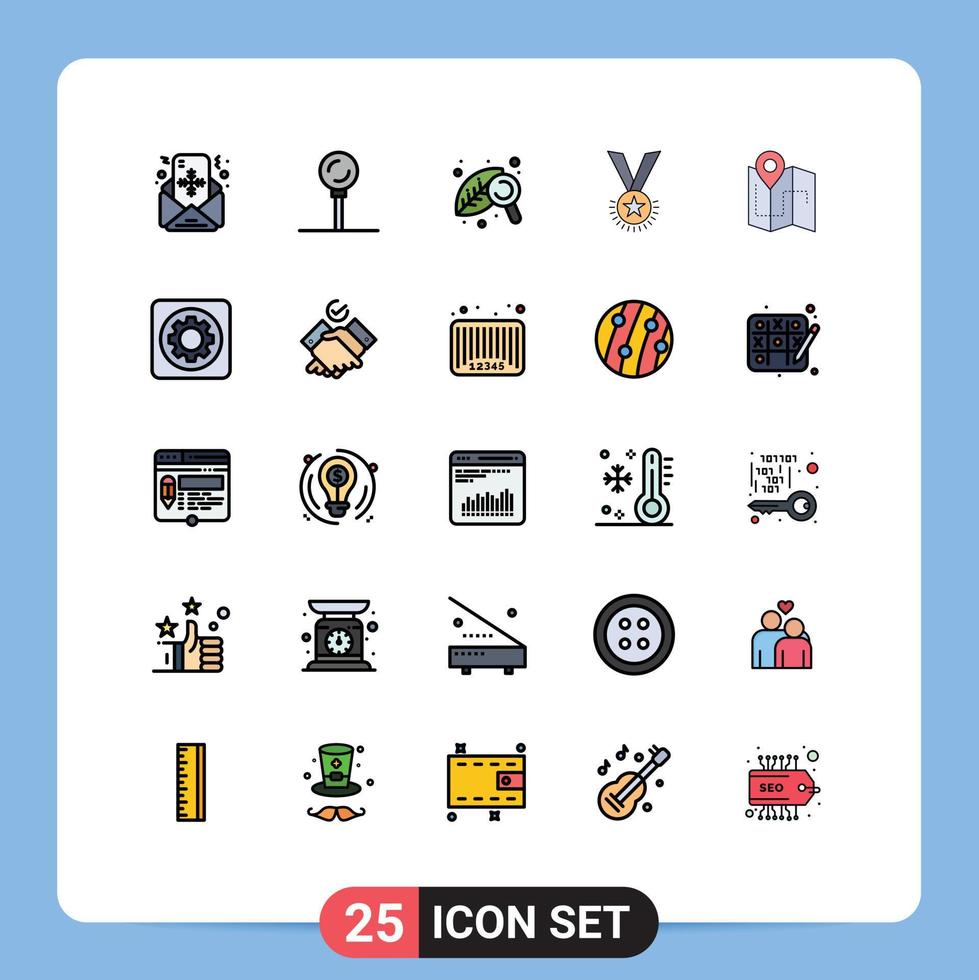 Aktienvektor-Icon-Pack mit 25 Zeilenzeichen und Symbolen für bearbeitbare Vektordesign-Elemente für den Rang der Landwirtschaftsmedaille vektor