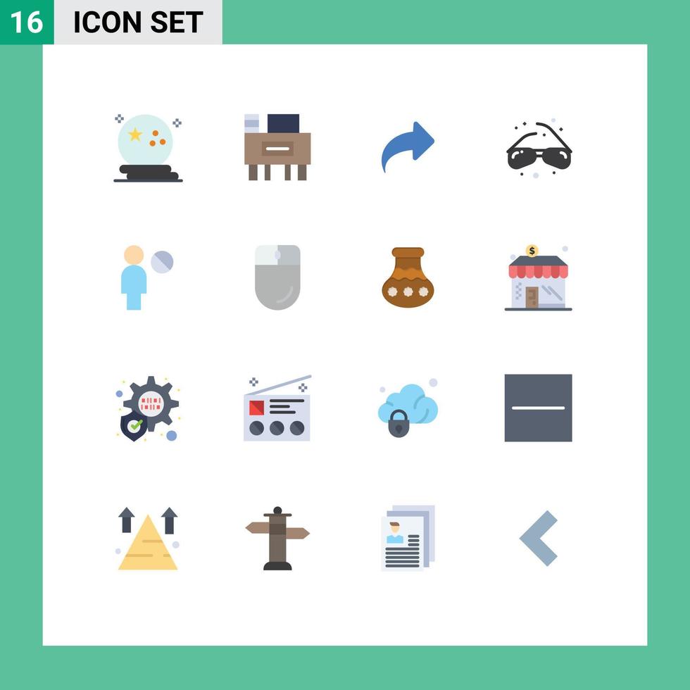 piktogram uppsättning av 16 enkel platt färger av blockera nörd pil se glasögon redigerbar packa av kreativ vektor design element