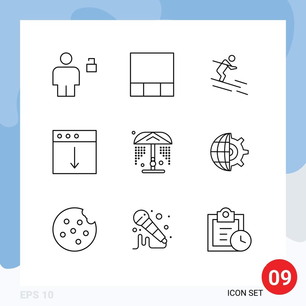 9 kreativ ikoner modern tecken och symboler av parkera dusch åka skidor mac ladda ner redigerbar vektor design element