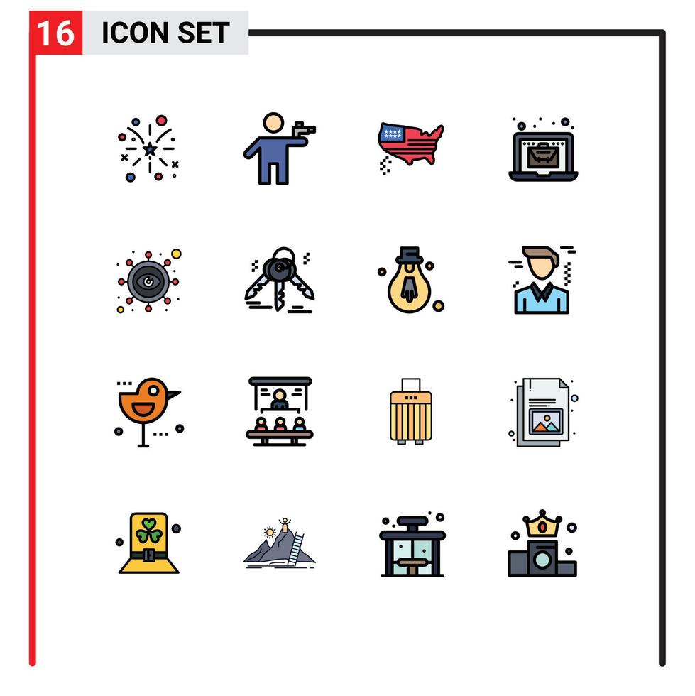 16 kreativ ikoner modern tecken och symboler av företag väska mördare bärbar dator USA redigerbar kreativ vektor design element