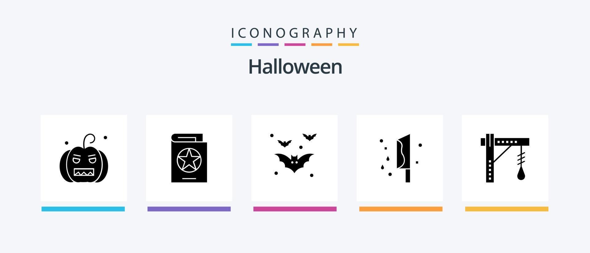halloween glyf 5 ikon packa Inklusive mörda. Skräck. häxa. halloween. natt. kreativ ikoner design vektor