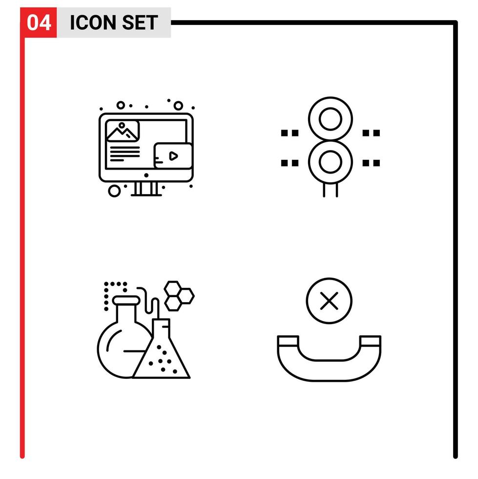 packa av 4 modern fylld linje platt färger tecken och symboler för webb skriva ut media sådan som blog flaska skärm trafik testa redigerbar vektor design element