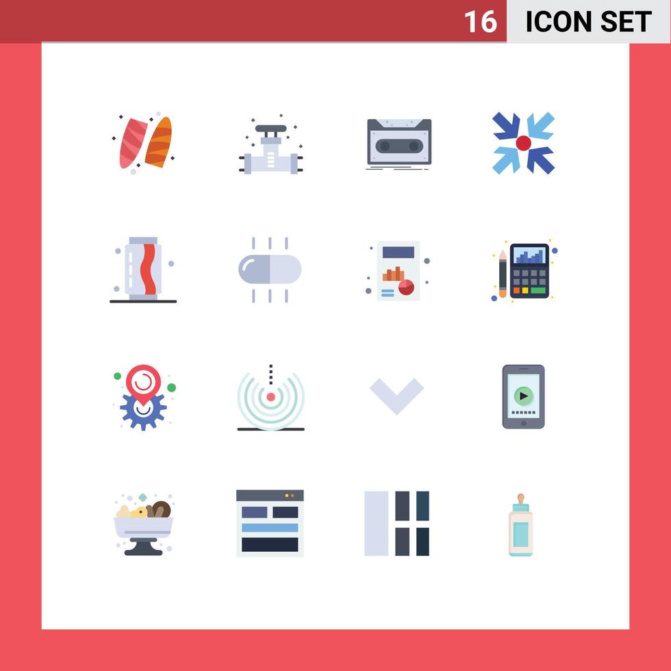 16 universell platt färger uppsättning för webb och mobil tillämpningar kan förstora ventil pilar tejp redigerbar packa av kreativ vektor design element