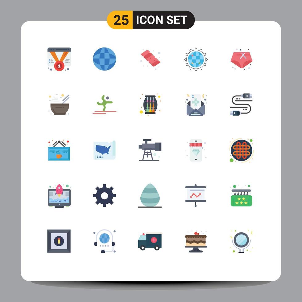 satz von 25 kommerziellen flachen farben paket für shorts business world seo world editierbare vektordesignelemente vektor