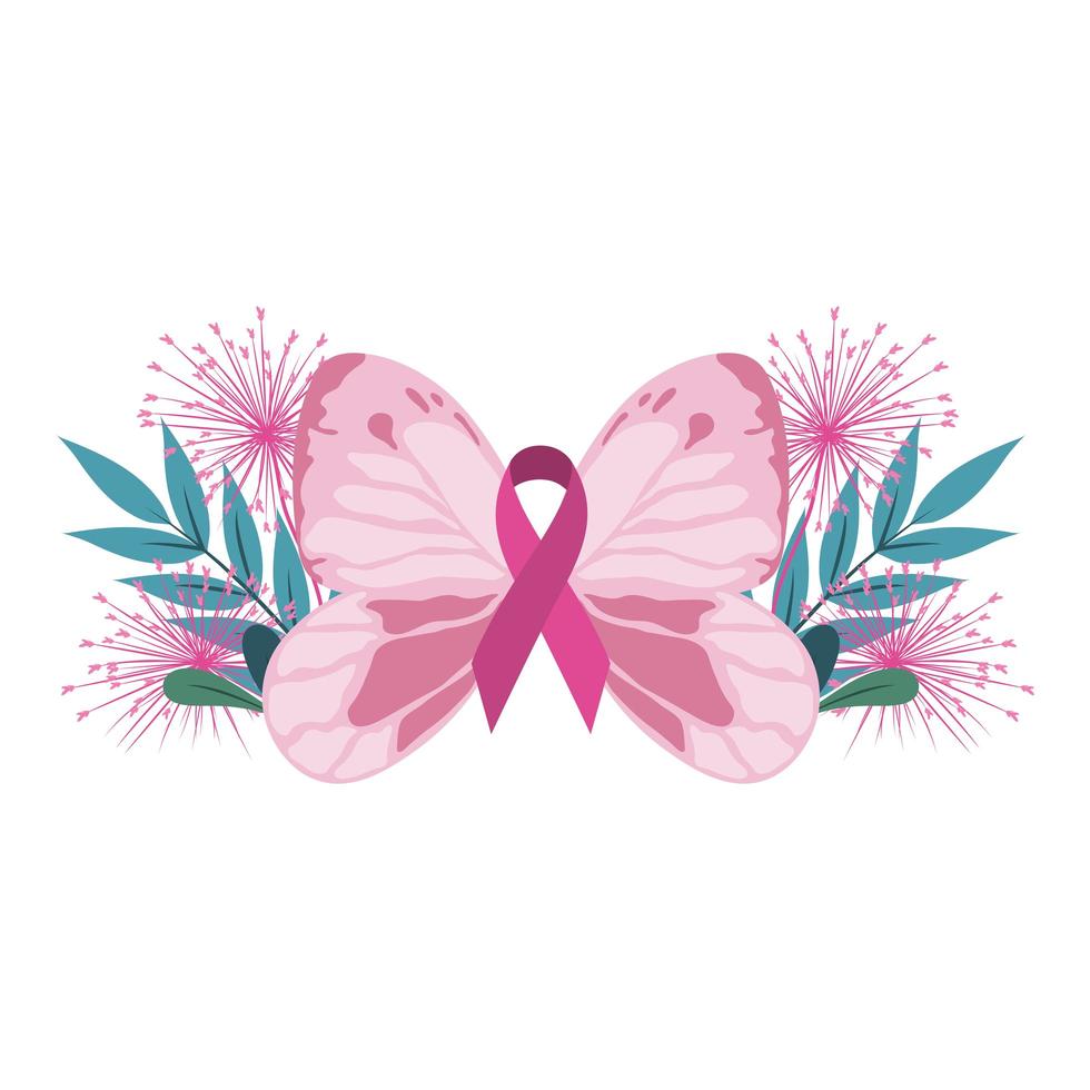 Brustkrebs-Bewusstseins-rosa Schmetterlingsband-Blumenblattdekoration vektor