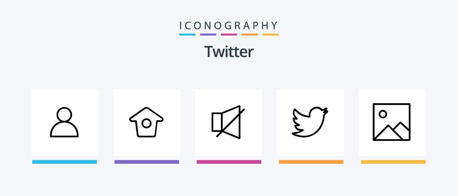 Twitter linje 5 ikon packa Inklusive . kraft. slinga pil. Twitter. tycka om. kreativ ikoner design vektor