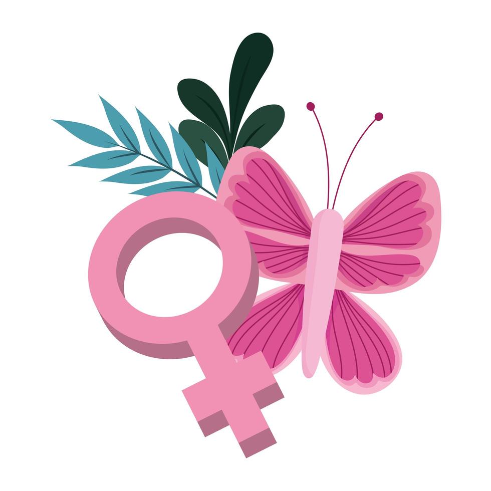 bröstcancermedvetenhet stöd kvinnligt kön fjäril blommönster vektor