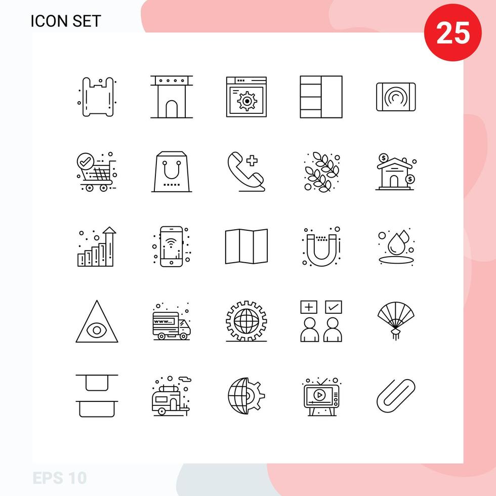 Gruppe von 25 modernen Linien für Touch-Interaktion gesetzt Monument-Layout Internet-editierbare Vektordesign-Elemente vektor