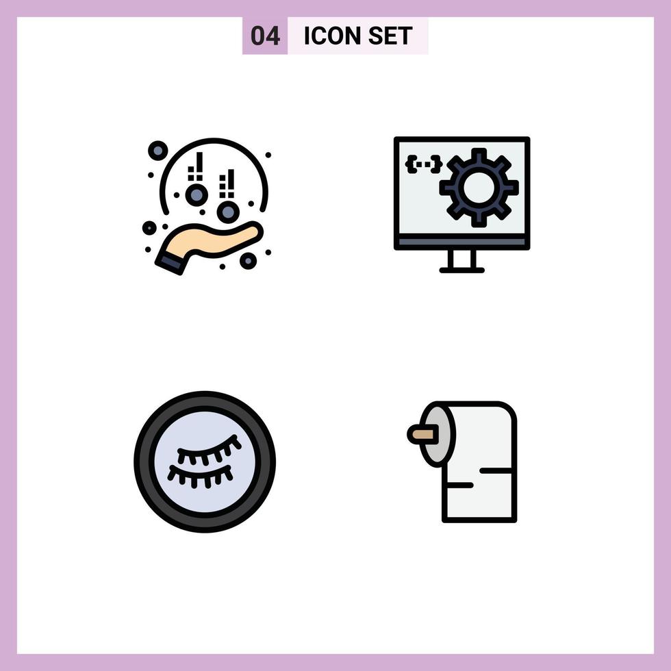 universell ikon symboler grupp av 4 modern fylld linje platt färger av välgörenhet programmering hand dator sömn redigerbar vektor design element