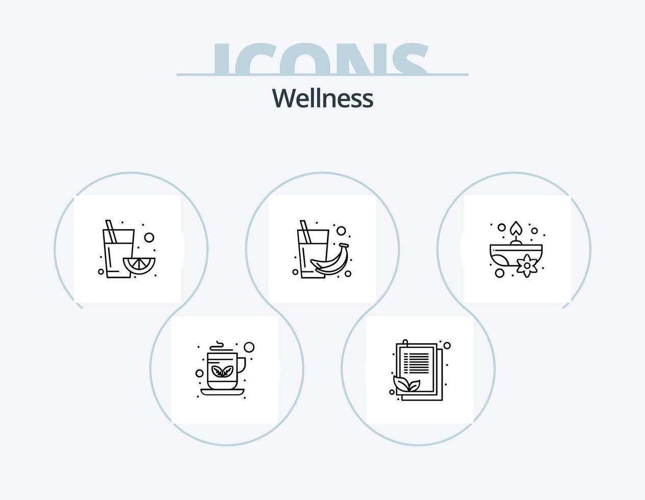 Wellness-Line-Icon-Pack 5 Icon-Design. Spa. Kerzen. Blume. Blatt. Zwischenablage vektor