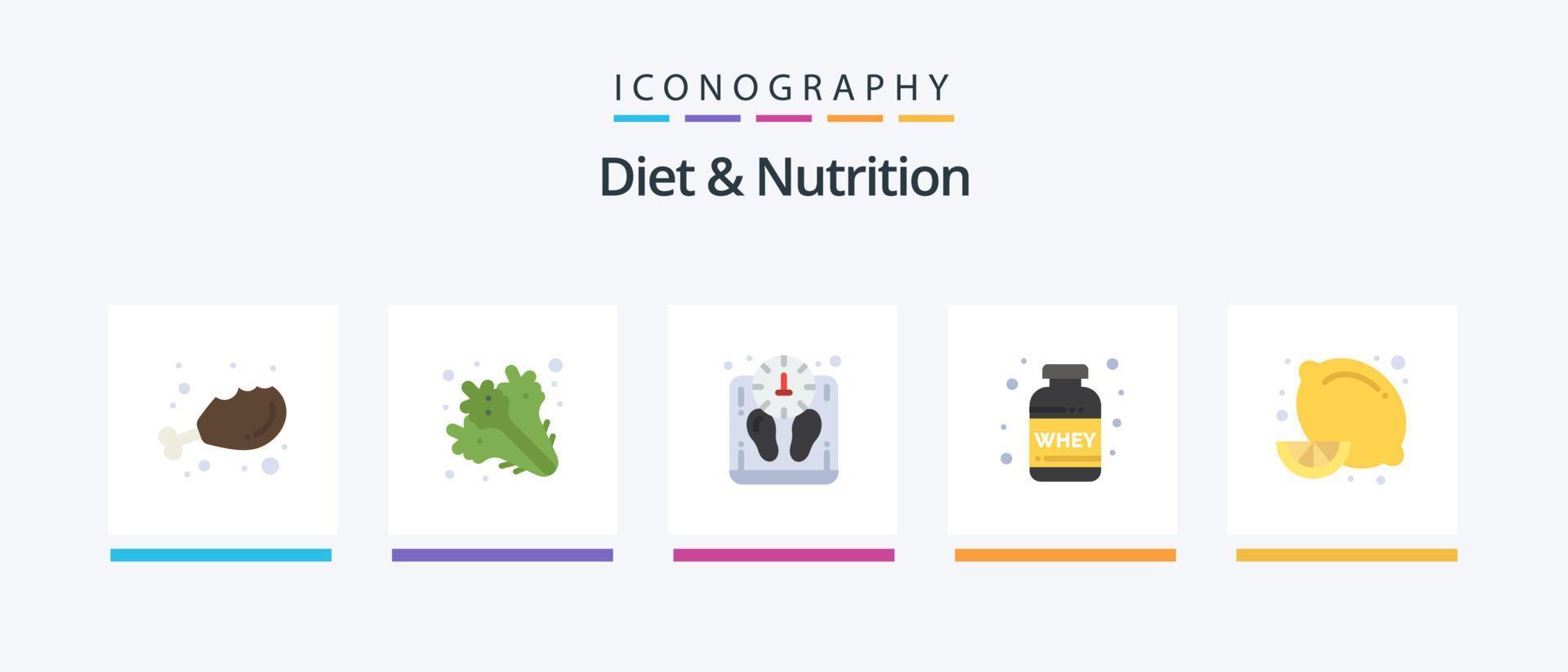 diet och näring platt 5 ikon packa Inklusive diet mat. vassle. diet. vikt. näring. kreativ ikoner design vektor