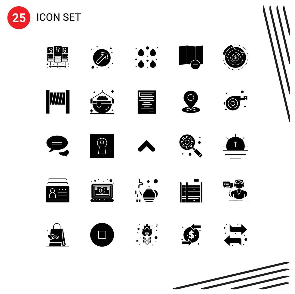 Aktienvektor-Icon-Pack mit 25 Zeilenzeichen und Symbolen für Finanzbudget-Drop-Balance löschen bearbeitbare Vektordesign-Elemente vektor