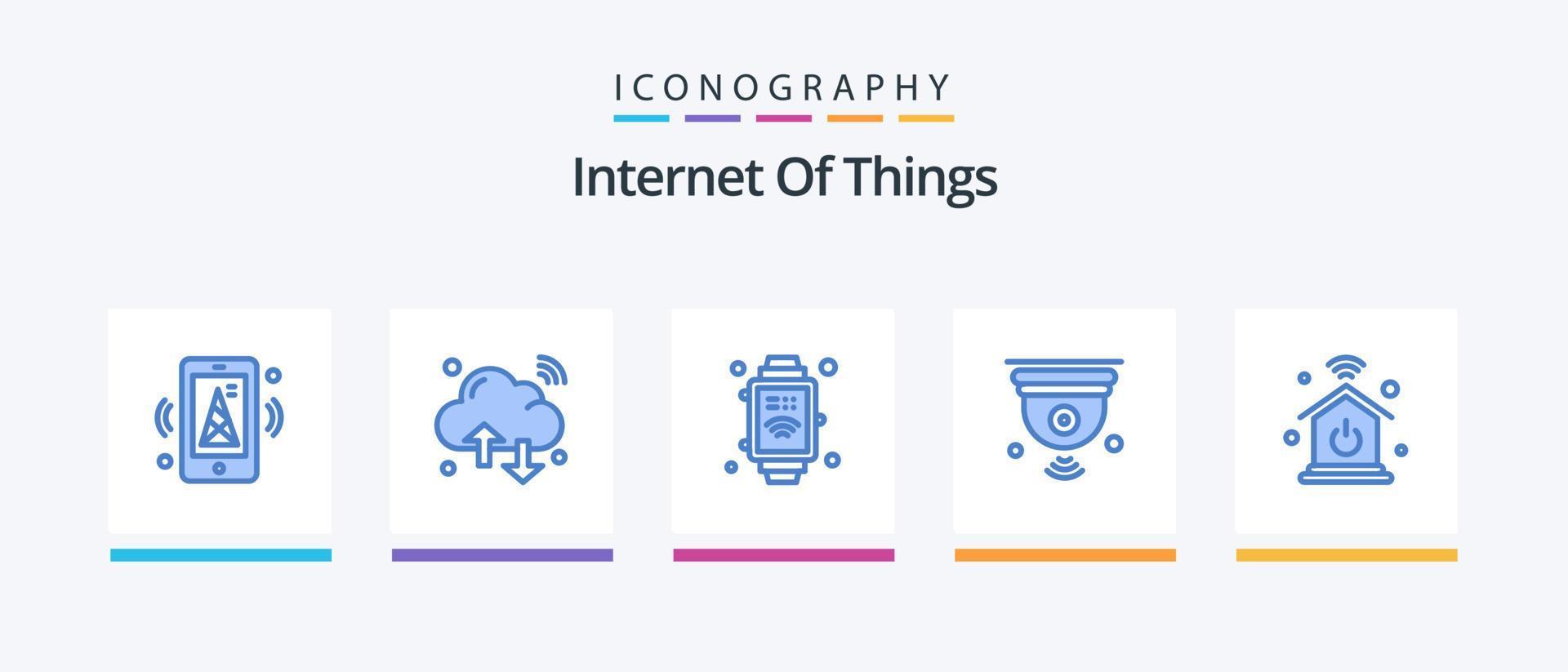 internet av saker blå 5 ikon packa Inklusive Hem nätverk. iot. wifi. internet av saker. kamera. kreativ ikoner design vektor