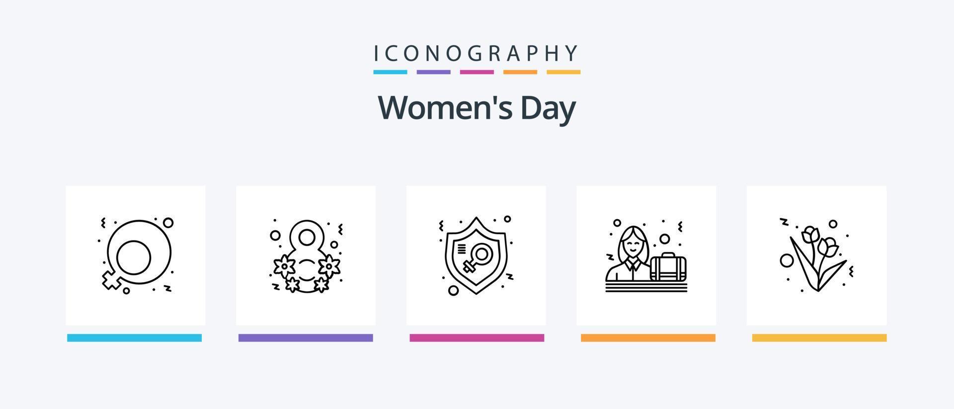 Womens Day Line 5 Icon Pack inklusive. Herz. Krebs. Schleife. kreatives Symboldesign vektor