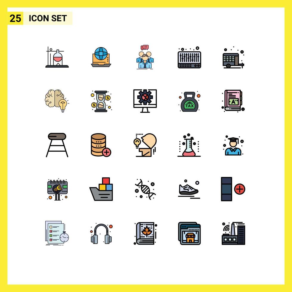 Aktienvektor-Icon-Pack mit 25 Zeilenzeichen und Symbolen für Soundmixer-Netzwerkteamtreffen editierbare Vektordesign-Elemente vektor