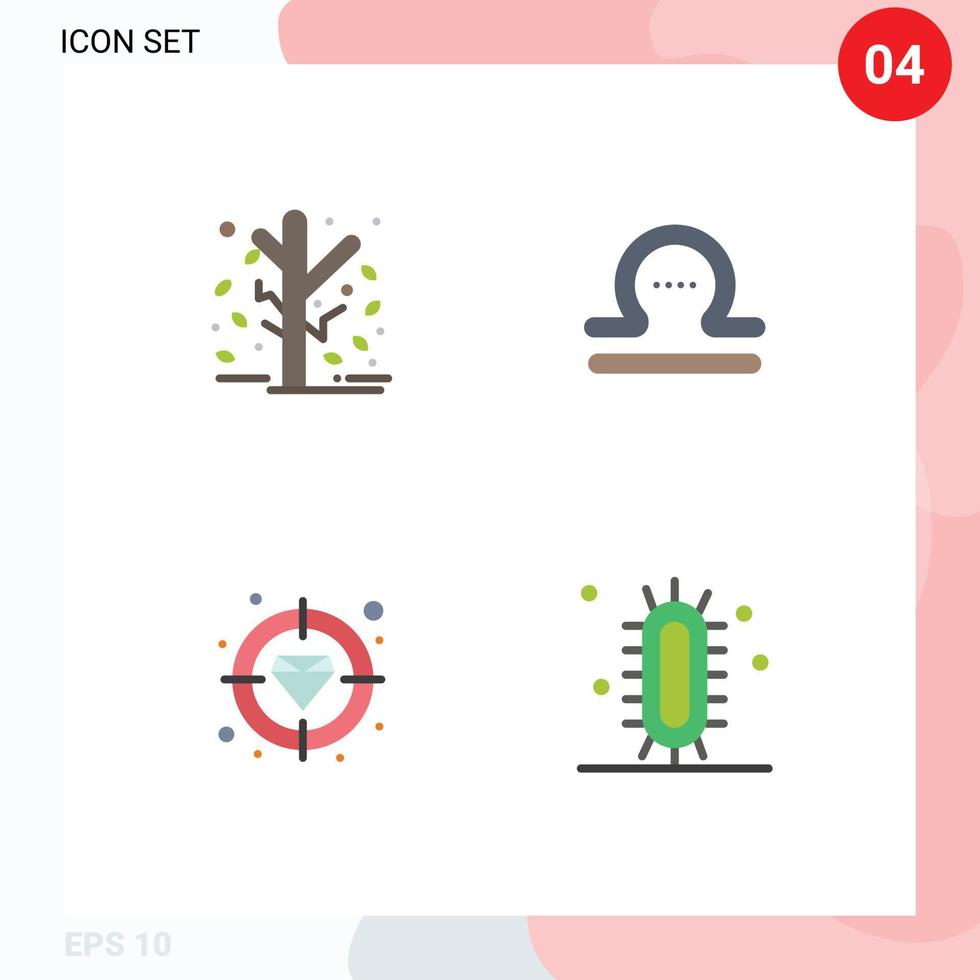 Gruppe von 4 modernen flachen Symbolen, die für bearbeitbare Vektordesign-Elemente der Herbst-Diamantsaison-Waage festgelegt werden vektor