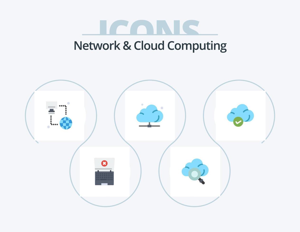 Netzwerk- und Cloud-Computing-Flat-Icon-Pack 5-Icon-Design. Lagerung. Wolke. Rechner. Technologie. Netzwerk vektor