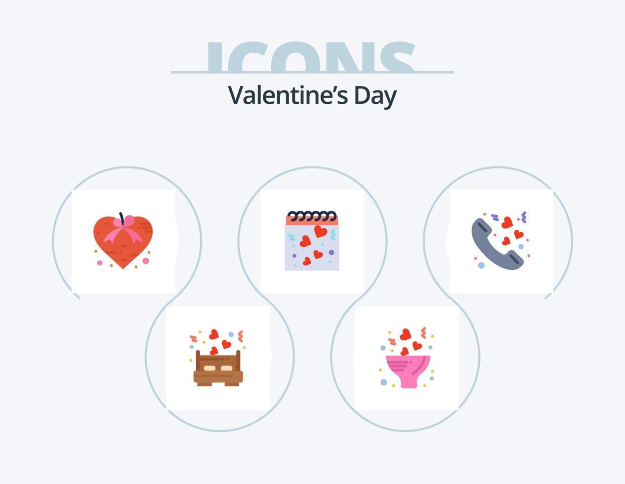 Valentinstag Flat Icon Pack 5 Icon Design. Anruf. Liebe. Herz. Herz. gegenwärtig vektor