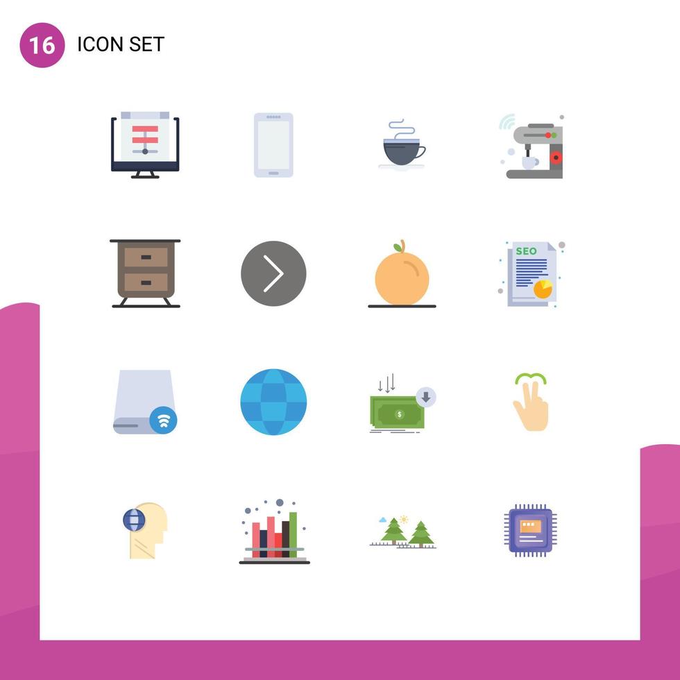 16 flaches Farbkonzept für mobile Websites und Apps Maschine Internet Huawei Kaffee Kaffee bearbeitbares Paket kreativer Vektordesign-Elemente vektor
