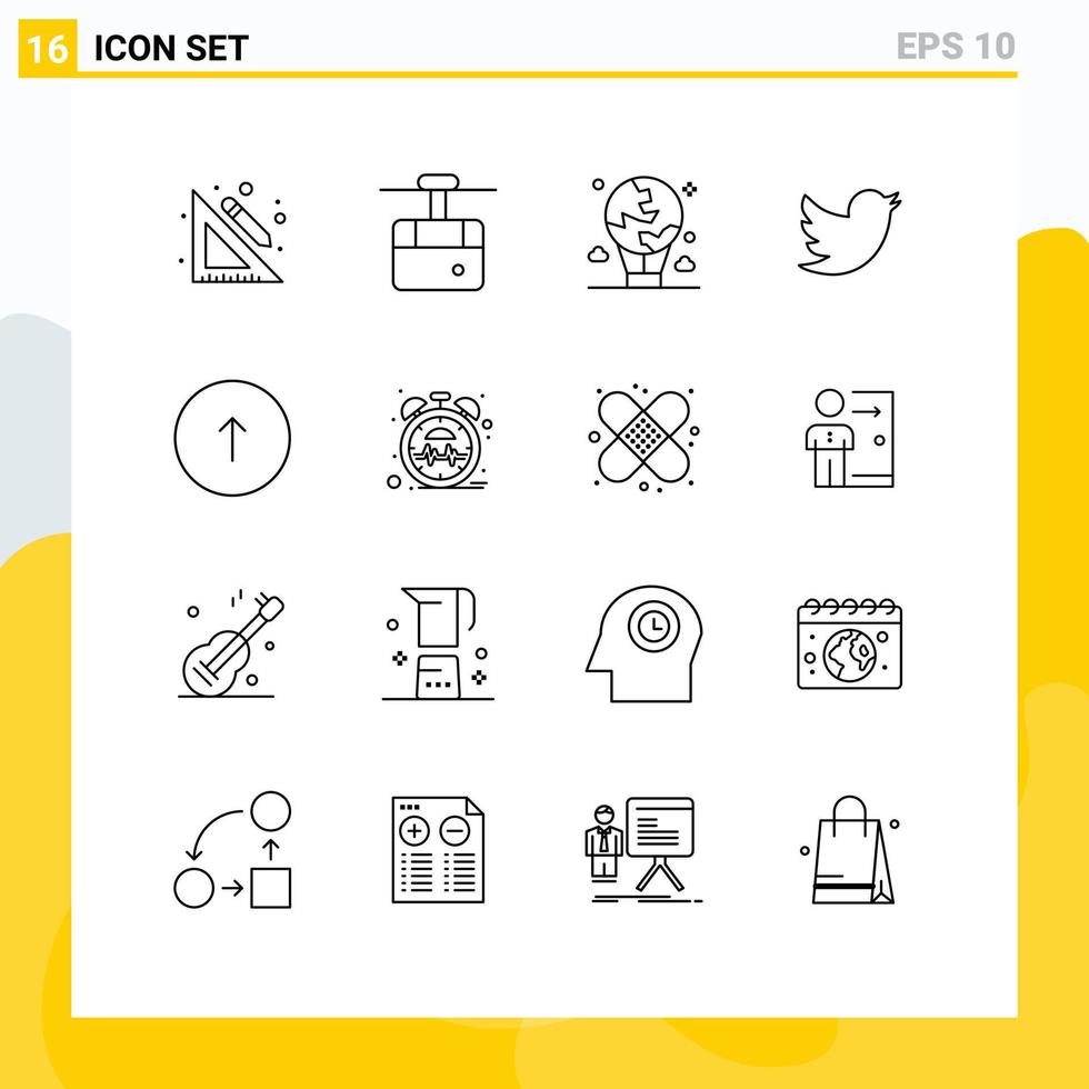 grupp av 16 konturer tecken och symboler för browser Twitter luft social internationell redigerbar vektor design element
