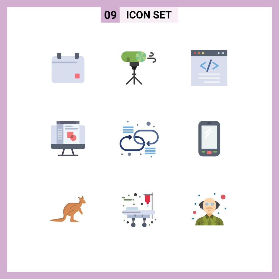 9 tematiska vektor platt färger och redigerbar symboler av förbindelse layout browser grafisk redaktör gränssnitt redigerbar vektor design element