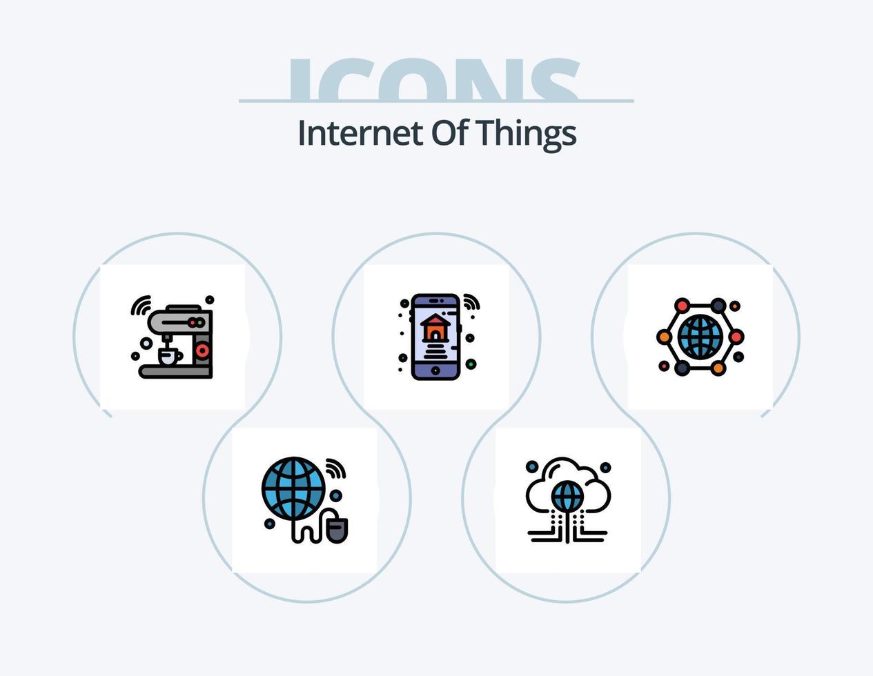 internet av saker linje fylld ikon packa 5 ikon design. spel. wifi. anslutningar. mixer. blandare vektor