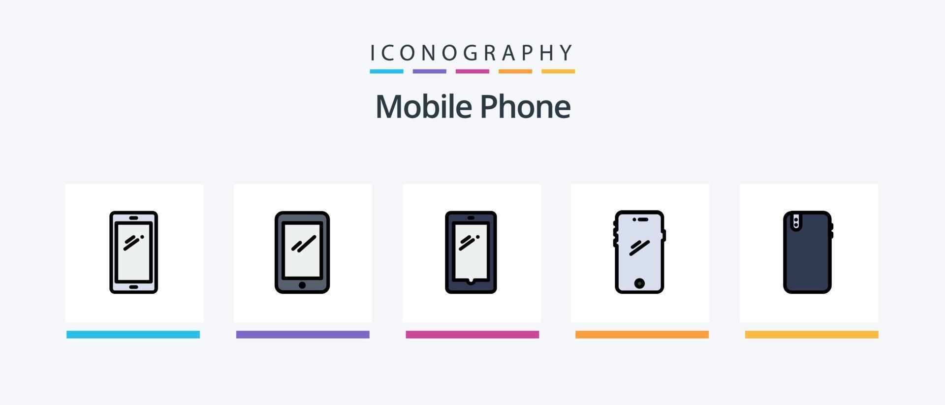 mobil telefon linje fylld 5 ikon packa Inklusive . android.. kreativ ikoner design vektor
