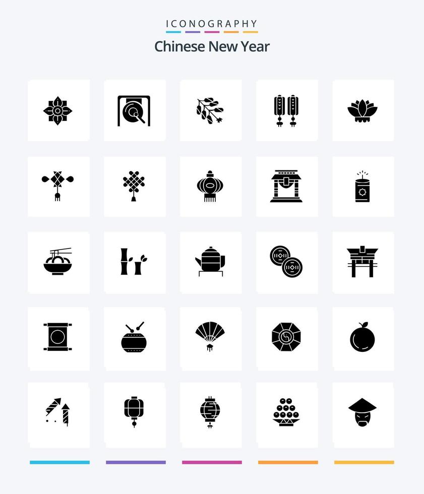 kreatives chinesisches neujahr 25 glyph solid black icon pack wie neujahr. Neu. Neujahr. Chinesisch. Chinesisch vektor