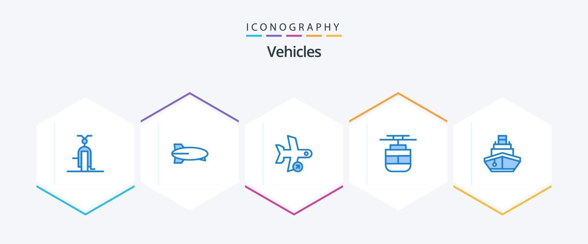Fahrzeuge 25 blaues Icon Pack inklusive Fahrzeuge. Transport. Fahrzeuge. Straßenbahn. nehmen vektor