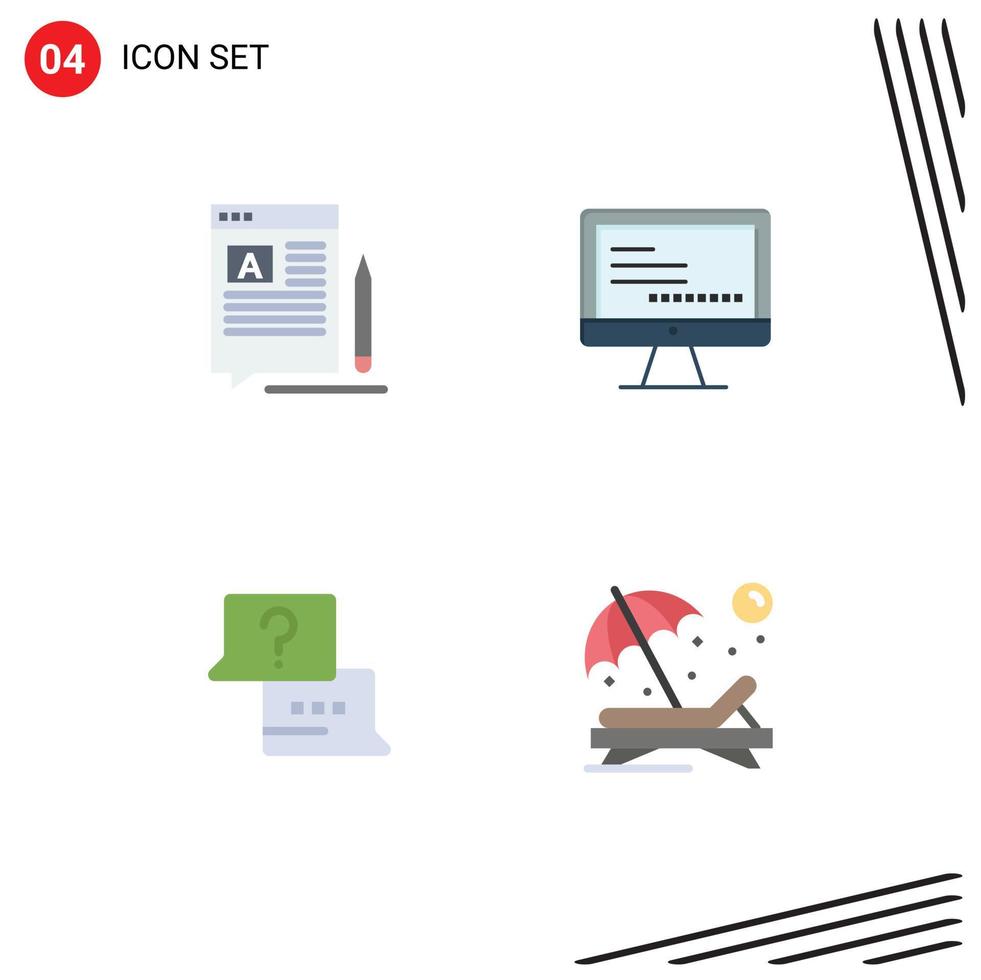 satz von 4 modernen ui-symbolen symbole zeichen für blog job artikel monitore laptop editierbare vektordesignelemente vektor