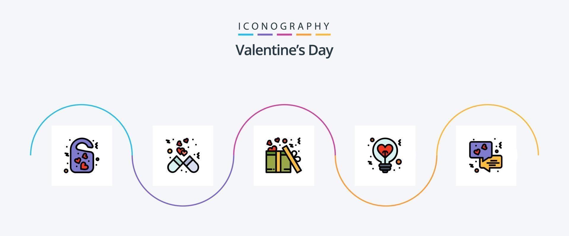 Valentinstag Linie gefüllt Flat 5 Icon Pack inklusive Liebe. Birne. Liebe. hell. gegenwärtig vektor