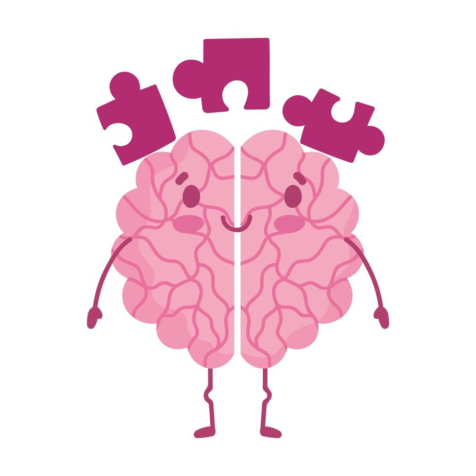 Welttag der psychischen Gesundheit, Cartoon Gehirn Puzzleteile vektor