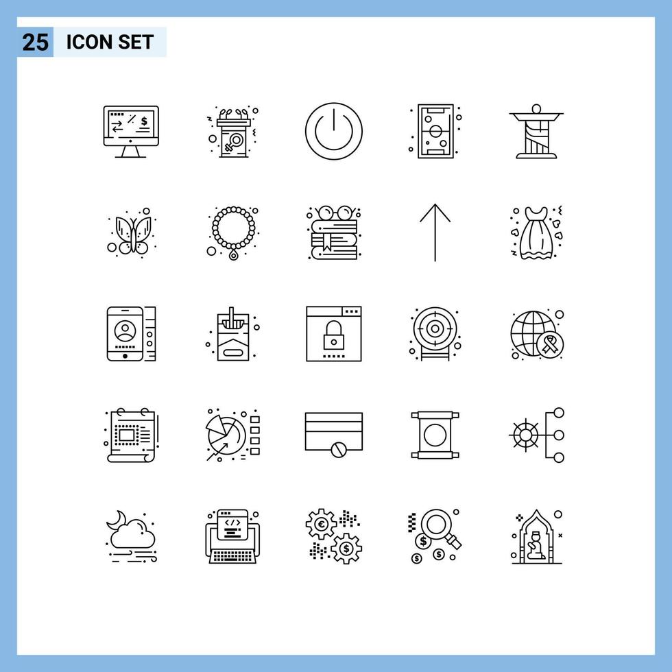 25 kreative Symbole, moderne Zeichen und Symbole von Spielspielen, Sprachspaß, Power, editierbare Vektordesign-Elemente vektor
