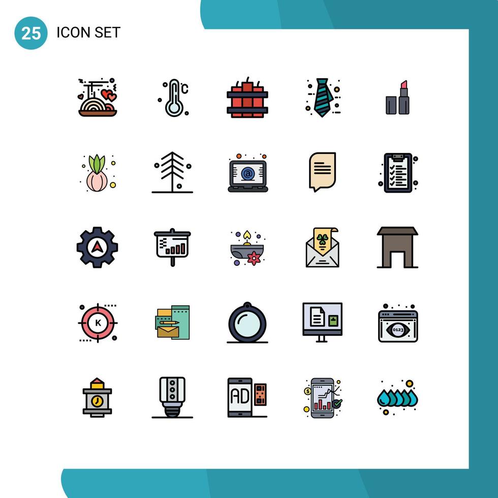 satz von 25 modernen ui-symbolen symbole zeichen für pflanzliche lebensmittel dynamit make-up krawatte editierbare vektordesignelemente vektor