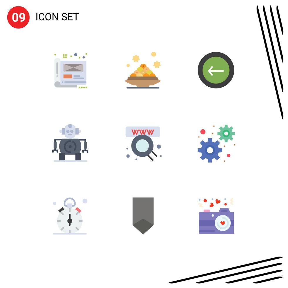 9 användare gränssnitt platt Färg packa av modern tecken och symboler av handel robotik ramadan cnc grundläggande redigerbar vektor design element