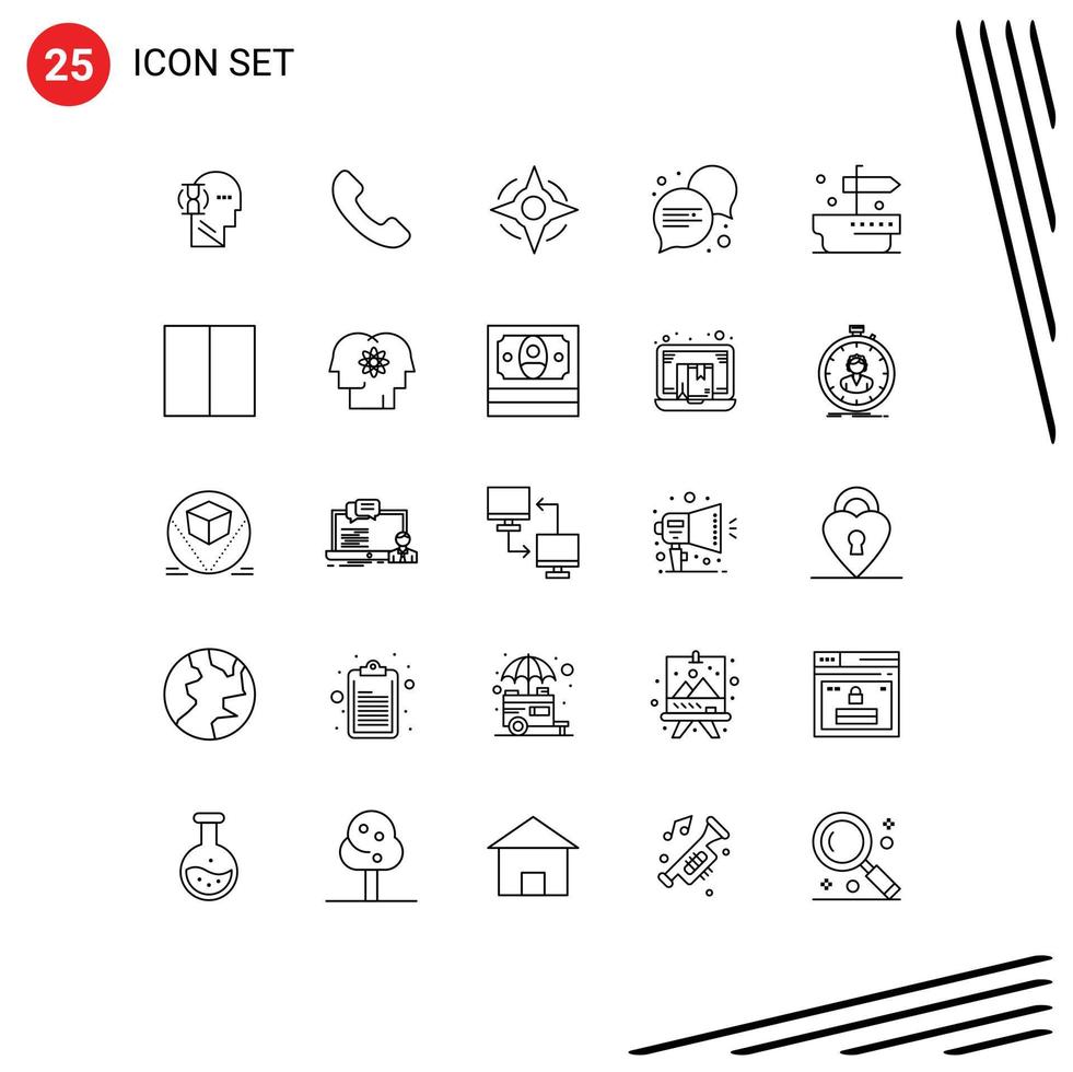 stock vektor ikon packa av 25 linje tecken och symboler för gränssnitt ger navigering tack dialog redigerbar vektor design element