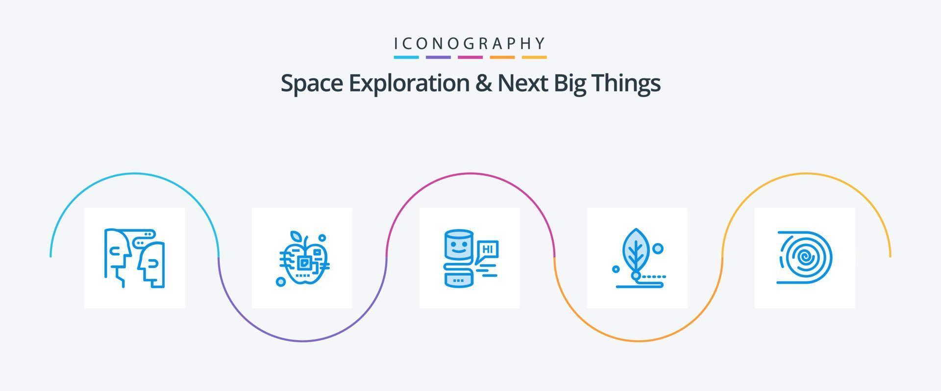 Plats utforskning och Nästa stor saker blå 5 ikon packa Inklusive liv. digital. elektronisk. biologi. stor tror vektor