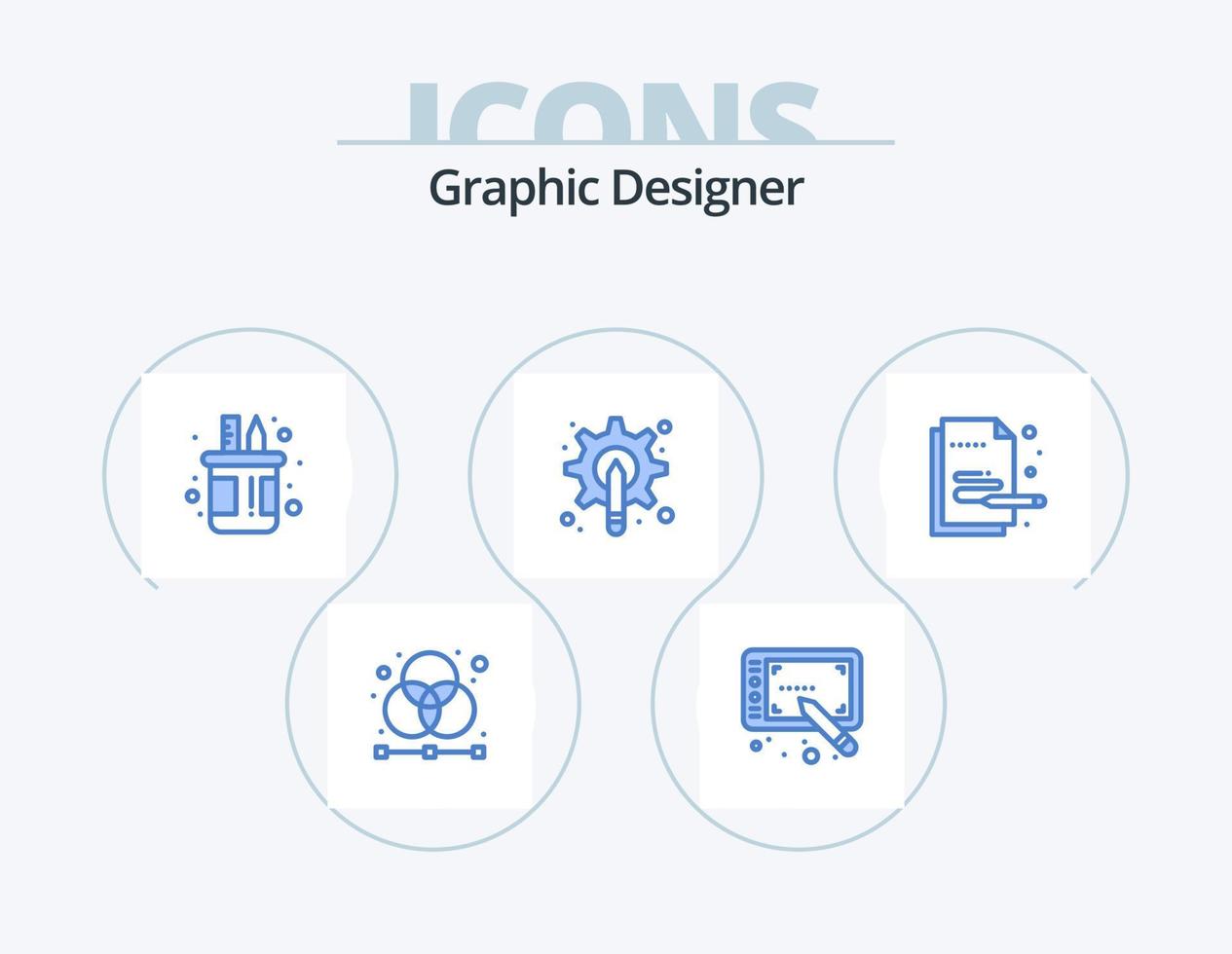 Grafikdesigner blau Icon Pack 5 Icon Design. Ausrüstung. Stift. Kasten. Grafik. Topf vektor