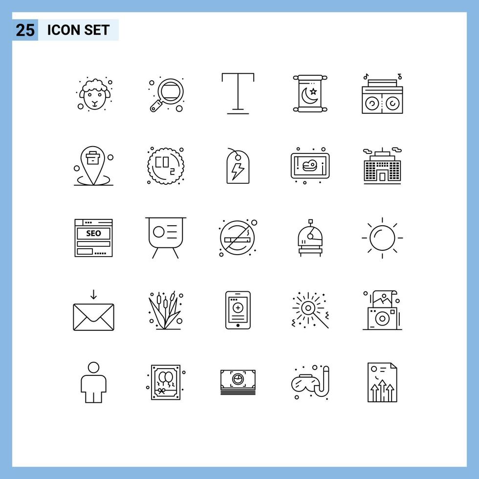 användare gränssnitt packa av 25 grundläggande rader av radio musik studie helig ramadan redigerbar vektor design element