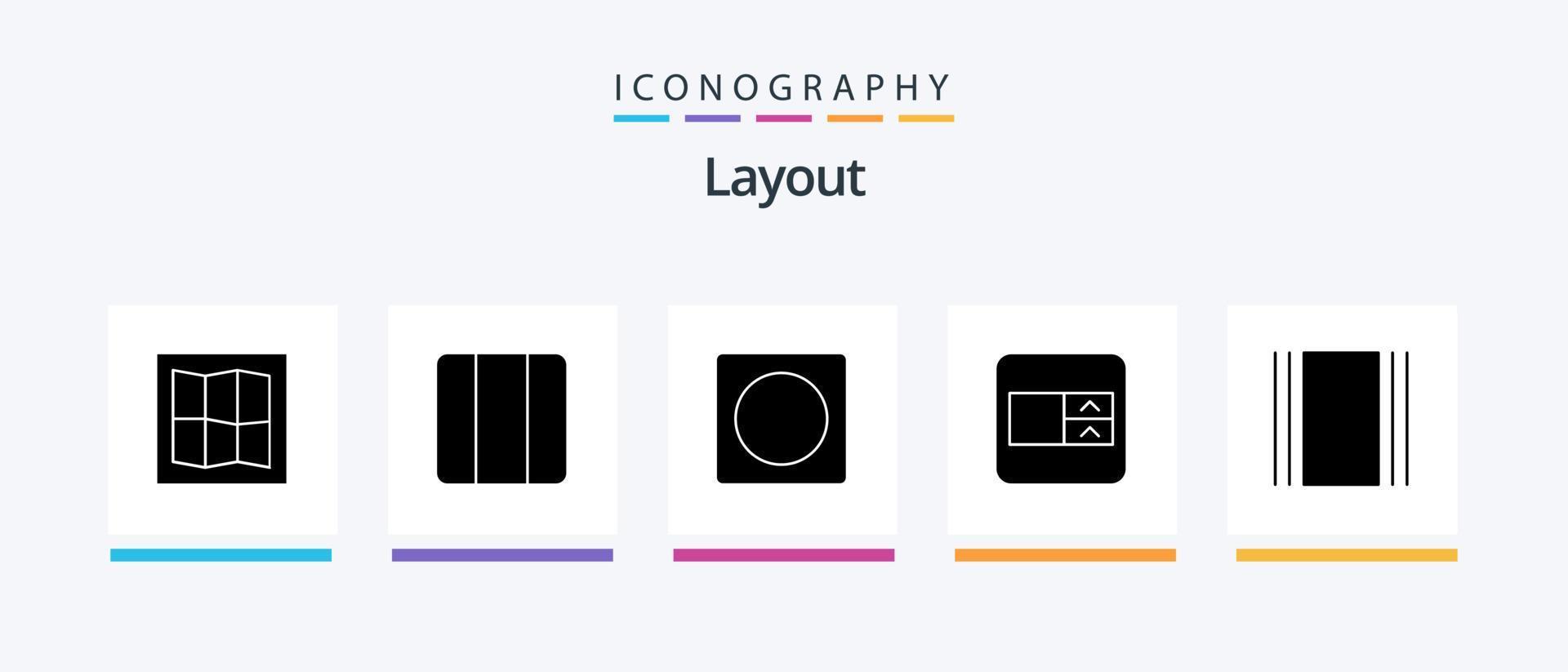 layout glyf 5 ikon packa Inklusive . horisontell. layout. flöde. trådram. kreativ ikoner design vektor