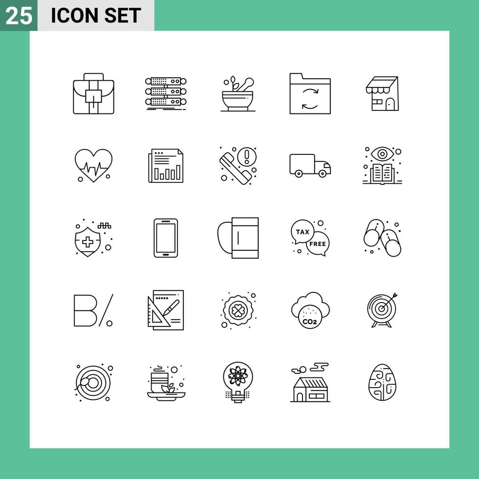 uppsättning av 25 modern ui ikoner symboler tecken för uppkopplad byggnad medicinsk synkronisera säkerhetskopiering redigerbar vektor design element