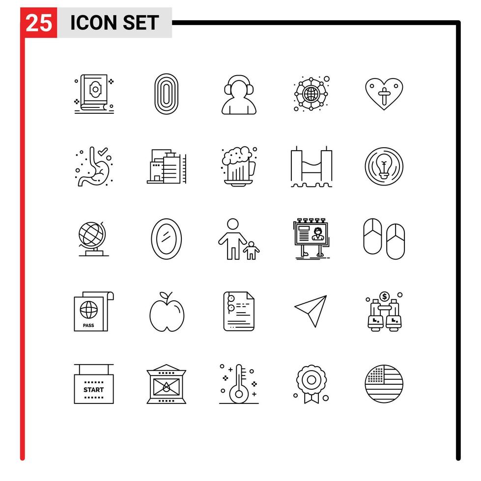 25 användare gränssnitt linje packa av modern tecken och symboler av hjärta hierarki dekorativ förbindelse man redigerbar vektor design element