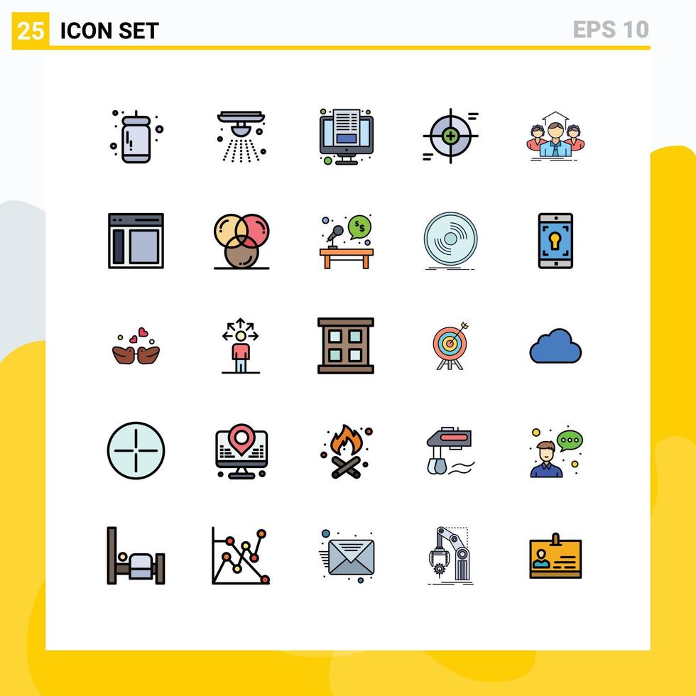uppsättning av 25 modern ui ikoner symboler tecken för team omfattning artikel hårkors hårkors redigerbar vektor design element
